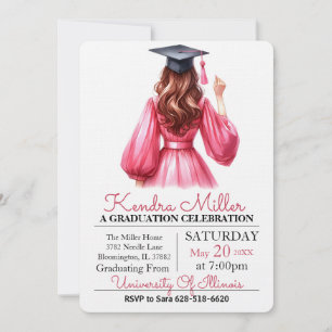 Casquette noir & Gown Aquarelle Invitation de grad