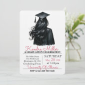 Casquette noir & Gown Aquarelle Invitation de grad (Debout devant)