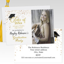 Casquette noir Photo Graduation Party Invitation