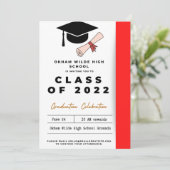  Casquette noire et rouge et invitation Tassel (Debout devant)