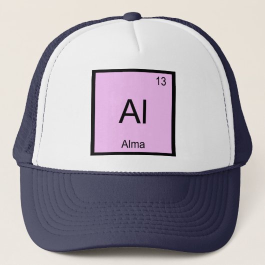 Casquette Nom Alma Chimie Élément Tableau Périodique (Devant)