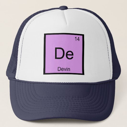 Casquette Nom de Devin Chimie Élément Tableau Périodique (Devant)