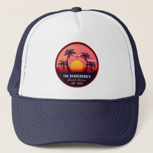 Casquette Nom de famille Beach House Retro Sunset Souvenirs