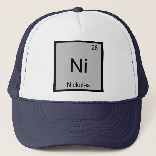 Casquette Nom de Nickolas Élément de Chimie Tableau Périodiq (Devant)
