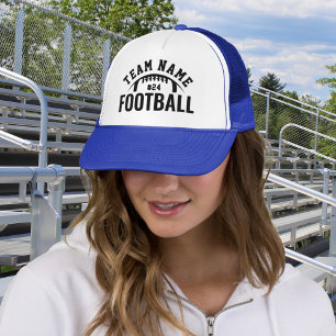 Casquette Nom d'équipe de football personnalisé Numéro Bleu 
