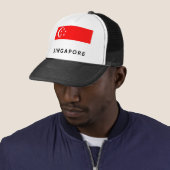 Casquette nom des textes de pays de drapeau de Singapour (En situation)