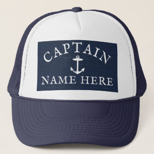 Casquette Nom du capitaine de bateau Ancre marine Bleu de ma