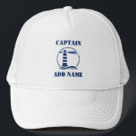 Casquette Nom du capitaine ou du bateau Phare nautique<br><div class="desc">Phare nautique avec capitaine ou Casquette de nom de bateau personnalisé.</div>