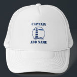Casquette Nom du capitaine ou du bateau Phare nautique<br><div class="desc">Phare nautique avec capitaine ou Casquette de nom de bateau personnalisé.</div>