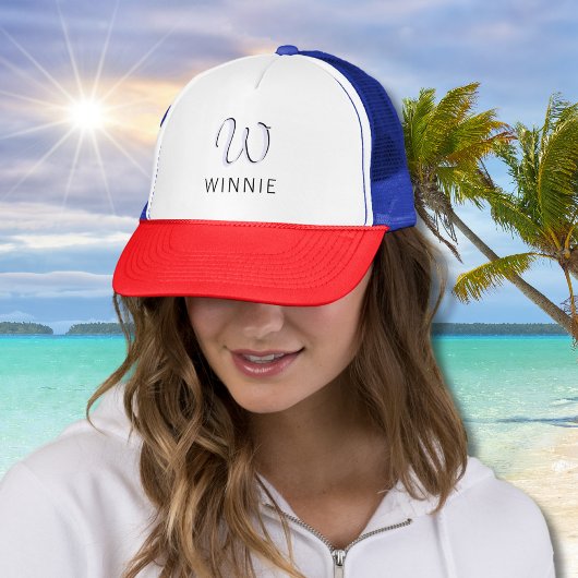 Casquette Nom noir initial élégant du lavande | Moderne