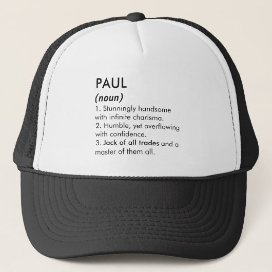 Casquette Nom Paul, Nom modifiable, Nom personnalisé (Devant)