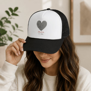 Casquette Nom personnalisé Empreinte digitale de cœur Minima