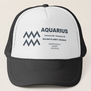 Casquette Nom personnalisé / Texte Symbole zodiaque Aquarius