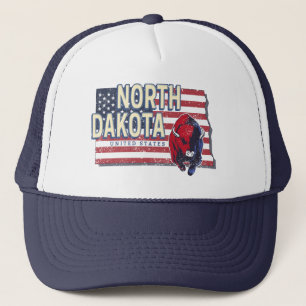 Casquette North Dakota State États-Unis Retro Map Vintage
