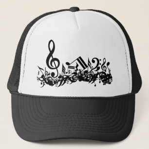 Casquette Notes musicales brouillées noires et blanches
