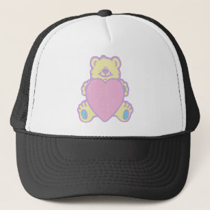Casquette Nounours en peluche cœur d'amour