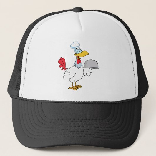 Casquette Nourriture de portion de chef de coq dans un (Devant)