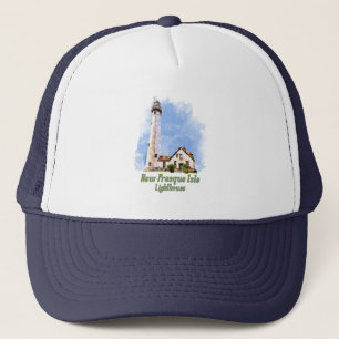 Casquette Nouvelle aquarelle du phare de Presque Isle - Mich