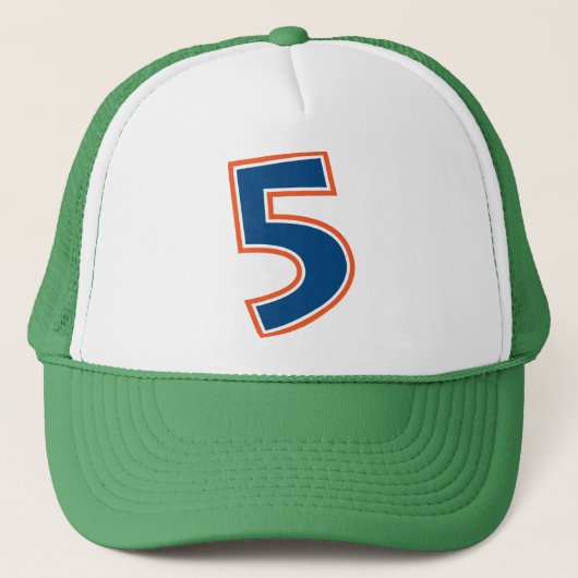 Casquette Numéro 5 bleu et orange (Devant)