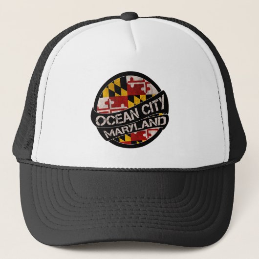 Casquette Ocean City Maryland drapeau de grunker camionneur (Devant)