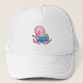 Casquette Octopus à la lecture d'un livre (Devant)
