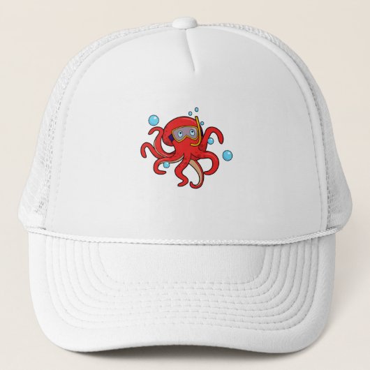 Casquette Octopus à la plongée avec lunettes de natation (Devant)