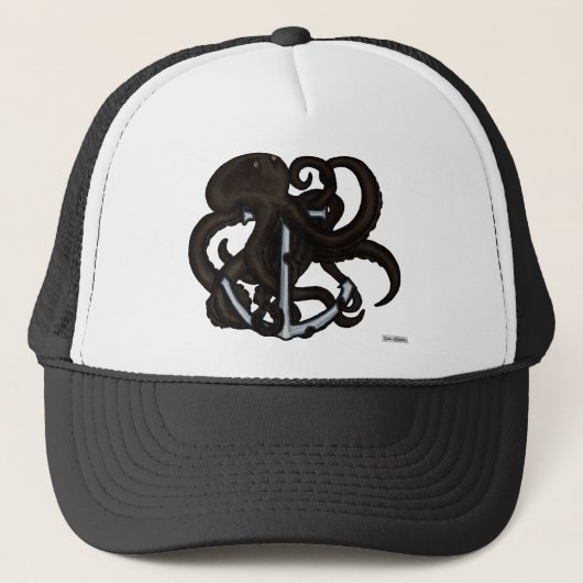 Casquette Octopus noir sur l'Ancre (Devant)