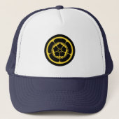 Casquette Oda Mon japonais samurai clan jaune noir (Devant)