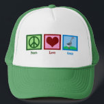 Casquette Oie de paix<br><div class="desc">Un joli cadeau d'oies avec un signe de paix, un coeur et une oie.</div>