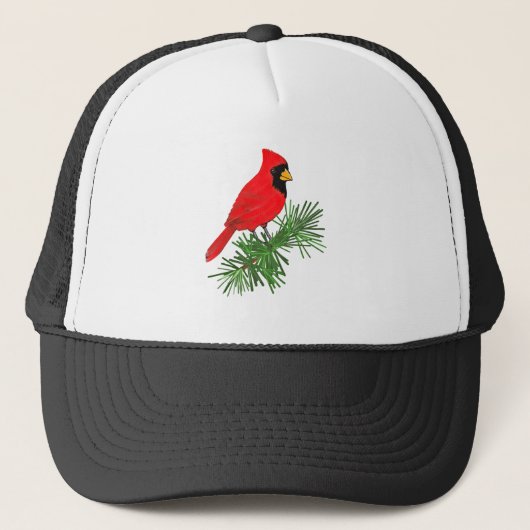 Casquette Oiseau cardinal rouge sur pin (Devant)