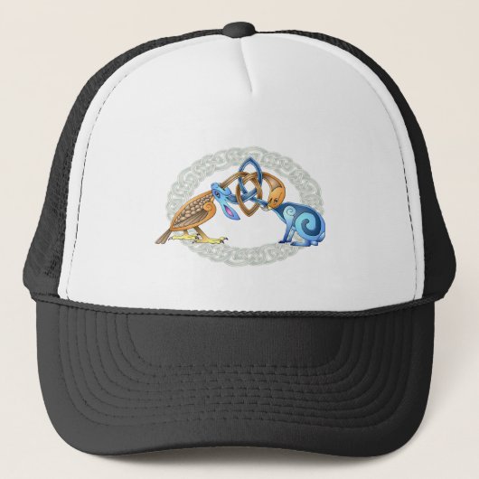 Casquette Oiseau celtique et lapin avec cadre (Devant)