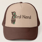 Casquette Oiseau Chouette Nerd Brown et verte (Devant)