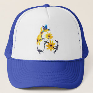 Casquette Oiseau floral Art Tournesol jaune