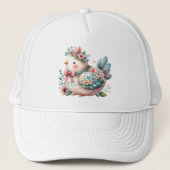 Casquette Oiseau folklorique floral au charme Pastel Boho (Devant)