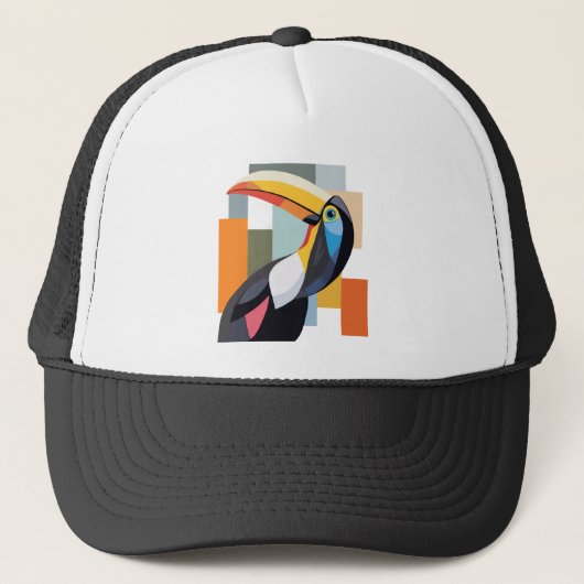 Casquette Oiseau Toucan aux couleurs géométriques (Devant)