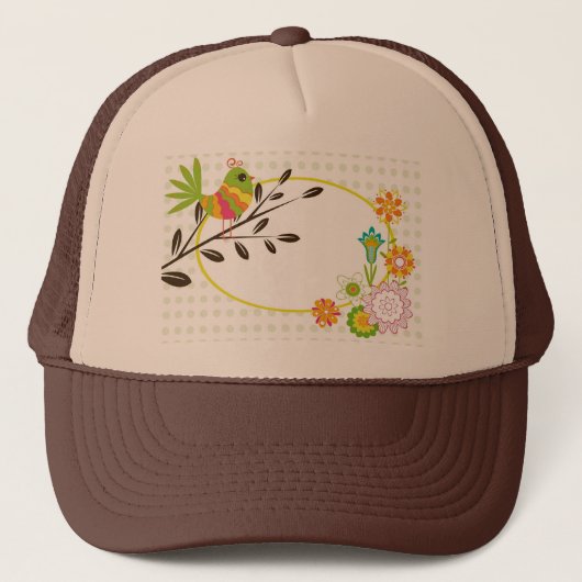 Casquette Oiseaux et fleurs rétro (Devant)