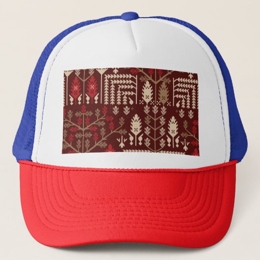 Casquette Oiseaux Fleurs Motif bleu foncé (Devant)