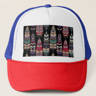 Casquette Oiseaux Plumes Art Tribal Sans Seamless