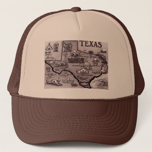 Casquette Old Texas Cartoon Map (Devant)
