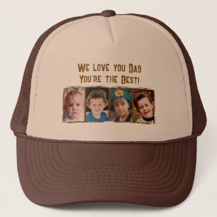 Casquette On aime papa 4 photos beige marron