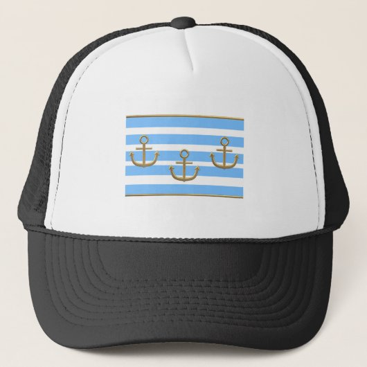 Casquette or ancre bleu blanc arrière - plan (Devant)