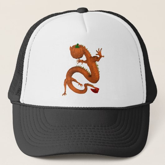 Casquette Orange Halloween Citrouille Dragon (Devant)