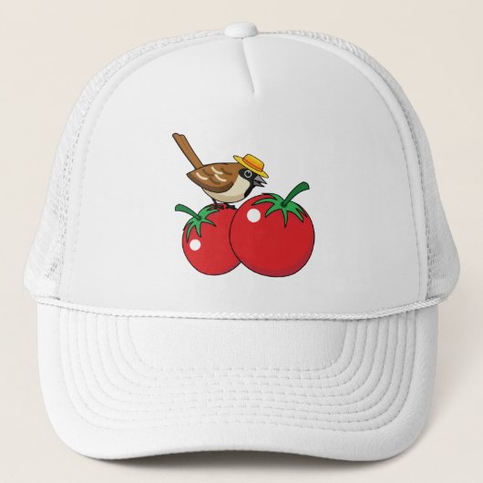 Casquette Organic lover Sparrow Eating Red Tomato (Devant)