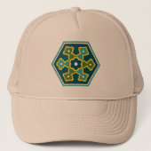 Casquette Oriental bleu jaune vert ottoman turc Hexagon (Devant)