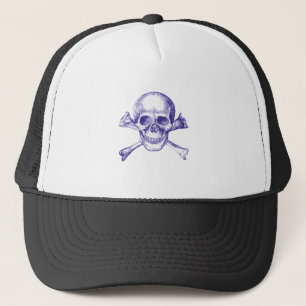 Casquette Os de crâne et de croix dans le bleu