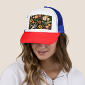 Casquette Os d'Halloween, motif floral sans couture. (En situation)