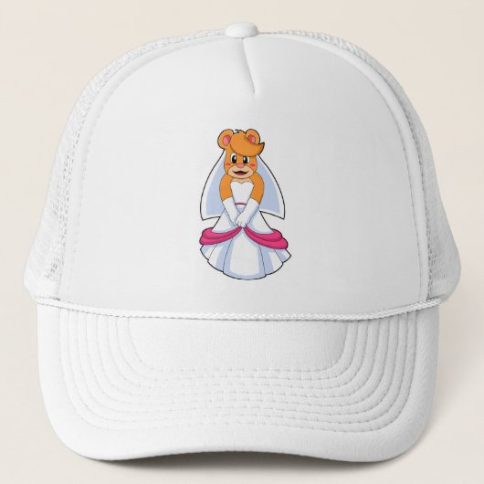 Casquette Ours avec Robe de Mariée & Voile (Devant)