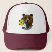 Casquette Ours Brun Fleurs Bleues Plume Faune (Devant)