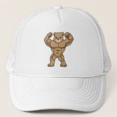 Casquette Ours comme Bodybuilder avec de grands Muscles (Devant)
