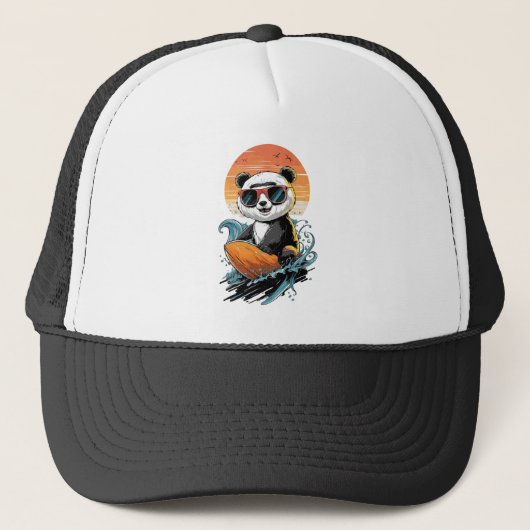 Casquette Ours de panda cool surf (Devant)